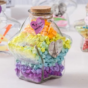 ขวดแก้วรูปดาวพร้อมฝาไม้ก๊อกสำหรับใส่ดาวกระดาษพับ ขวดพร้อมจุกไม้ - Product Image 3