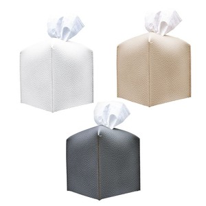 New Tissue Box Cover Square Decorative PU Leather Tissue Box Holder Modern Tissue Case Facial Paper Organizer