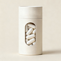 Tube d'emballage pour capsules de complément alimentaire à base de plantes biologiques |   Boîte cylindrique en carton recyclable et compostable, logo personnalisé, alimentaire