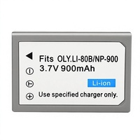 Compatible con baterías de cámara LI-80B/NP-900; Batería de repuesto recargable de iones de litio con decodificación de función completa en stock