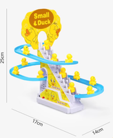 Nuevo Auto Stair Climbing Train Track Car Play Set Funciona con pilas 3 patos Montaña Rusa música ligera juguete de ranura de plástico