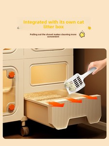 Cage pour <span class=keywords><strong>chat</strong></span> et chien en plastique, pour l'intérieur, avec bac à litière intégré, compacte, gain de place, villa pour <span class=keywords><strong>chat</strong></span>, maison pour animaux de compagnie avec organisateur mural en panneau perforé - Product Image 4