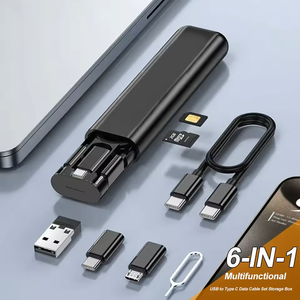 Kit di accessori per telefoni cellulari multifunzionali creativi <span class=keywords><strong>6</strong></span>-in-1 lettore di cavi dati tipo-C scatola portatile con ricarica rapida 3A - Product Image 1