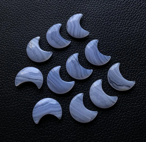Ágata de Encaje Azul Natural, Forma de Luna Creciente, Gema Lisa para Joyería, Anillos y Colgantes de Ágata de Encaje Azul de Alta Calidad - Product Image 2