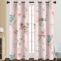 Rideaux de style campagnard français à fleurs colorées, rideaux de fenêtre filtrant la lumière, style botanique, œillets en haut, 2 panneaux pour salons