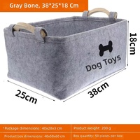 Panier de rangement en feutre pour animaux de compagnie, bac organisateur pour jouets, friandises et vêtements pour chiens et chats, 38x25x18cm, motif os et patte