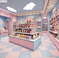 Vitrine d'îlot commerciale tendance à éclairage LED pour magasin de jouets, comptoir de présentation ouvert multi-niveaux, armoire de rangement pour magasins de poupées