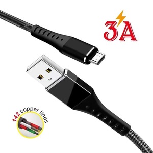 สายผ้าทอข้อมูลแบบถักสำหรับโทรศัพท์มือถือสายไมโคร iOS แบบสายชาร์จเร็วสาย USB - Product Image 3