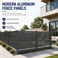 Panneaux de clôture modernes en aluminium, clôture à lattes personnalisée pour l'intimité, pour cour arrière, cour intérieure et limite de propriété