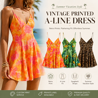 Vestido de Uniforme de Verano sin Mangas con Estampado Floral y Logotipo Personalizado para Mujer, Ropa de Trabajo para Camareras de la Industria de Servicios, para Cafetería y Salón