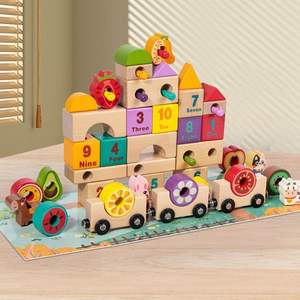 Bambini che imparano l'inglese digitale cognitivo che cattura insetti assemblati giocattoli <span class=keywords><strong>puzzle</strong></span> in legno creativo treno di frutta - Product Image 3
