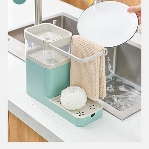 Escurridor de Platos Multifuncional 3 en 1 con Prensa Manual para Jabón Líquido, Escurridor para Fregadero de Cocina con Toallero y Soportes de Almacenamiento - Product Image 2
