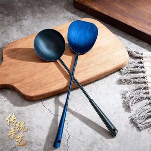 Cuchara de cocina de hierro forjada a mano, utensilio de cocina de estilo chino tradicional con mango largo - Product Image 3