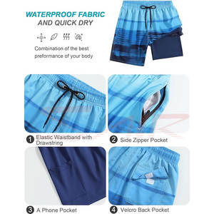 Short de bain 2 en 1 pour homme avec doublure de compression à séchage rapide Maillot de bain pour homme Short de bain de plage à séchage rapide personnalisé pour homme - Product Image 3