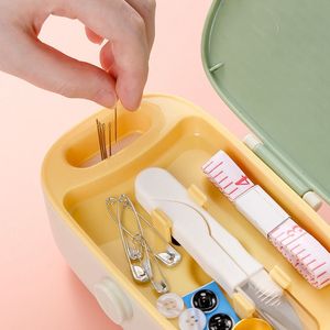 Wholesale Portable Plastic Hand <b>Sewing</b> <b>Set</b> & Double-layer Storage Box with Button Compartment for Household Use - Product Image 6