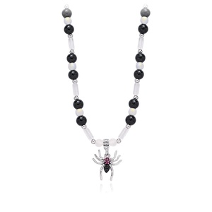Clavicola a mosaico con perline nere Diablo collana rotonda di perline con ciondolo a forma di ragno per uomo e donna.