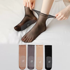 Women Ankle <b>Socks</b> 10D Ultra Thin Anti Slip Solid Color Polyester Fiber Invisible Seamless Spring Style - Product Image 2