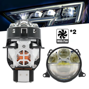 Faros Delanteros Bi-LED con Lente de Proyector Láser, 2 <span class=keywords><strong>Ventiladores</strong></span>, 6000k, Alta Potencia, Lentes de Proyector Bi-LED, Faros Delanteros LED para Automóvil, Venta al Por Mayor - Product Image 1