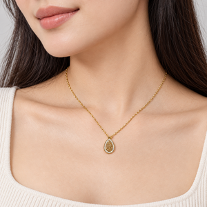 Collier en zircon en forme de larme, acier inoxydable, plaqué or 14 carats, chaîne avec pendentif, 39,5 + 5,5 cm, 2,5 g - Product Image 5