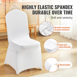 50 housses de chaise extensibles lavables universelles pour fêtes et banquets, blanches, en spandex, pour chaises pliantes de mariage - Product Image 2