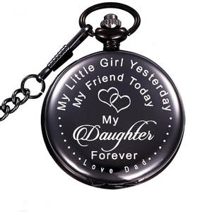 Reloj de bolsillo de cuarzo clásico liso, regalo personalizado para mi hija, Vintage, con cadena - Product Image 1