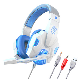 หูฟังครอบหูมีไฟ LED RGB แบบมีสายหูฟังสำหรับเล่นเกมเสียงรอบทิศทางไมโครโฟนในตัวส่งทันทีขนาดใหญ่ - Product Image 4