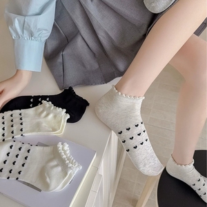 Chaussettes courtes pour femme, légères et fines, pour l'été, chaussettes en coton pour chaussures bateau à talon bas - Product Image 1