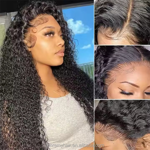 Perruque longue bouclée en cheveux vierges Remy WaterWave africains de 20-30 pouces avec fermeture en dentelle transparente 4x4 pour femmes - Product Image 6