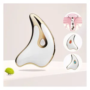 Unique vibrating infrared heat massager ionic 3 in 1 face massage gua sha device mini beauty equipment