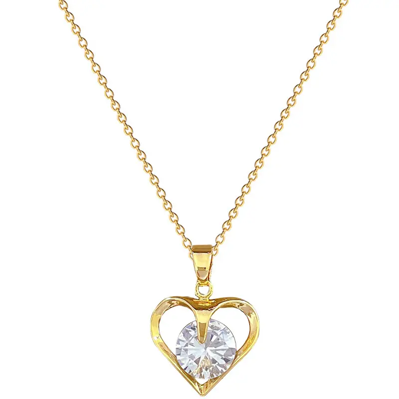 Fashion Zircon Necklaces Jewelry Stainless Steel Love Heart Charm Pendant Necklace for Women