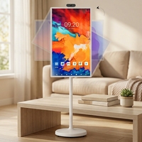 TV Pintar LED Putih 21,5 inci Android 13 Nirkabel yang Dapat Dipindahkan, Resolusi HD In-Cell, Layar LCD Portabel Dalam Ruangan, Sentuh