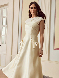 Summer Pleated Fashion Ladies Off Shoulder Slim Fit <strong>Dresses</strong> Elegant Evening Solid Summer Party <strong>Dress</strong> - Product Image 4