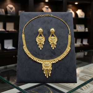 Wholesale Forming 14K 18K 24K Micro Gold Plated Jewelry, Fashion Jewelry,Brass Micro Gold Traditional Floral Design Jewelry Set. - Product Image 3