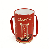 Boîte à chocolat ronde personnalisée avec poignée, emballage cadeau cylindrique de luxe pour Noël