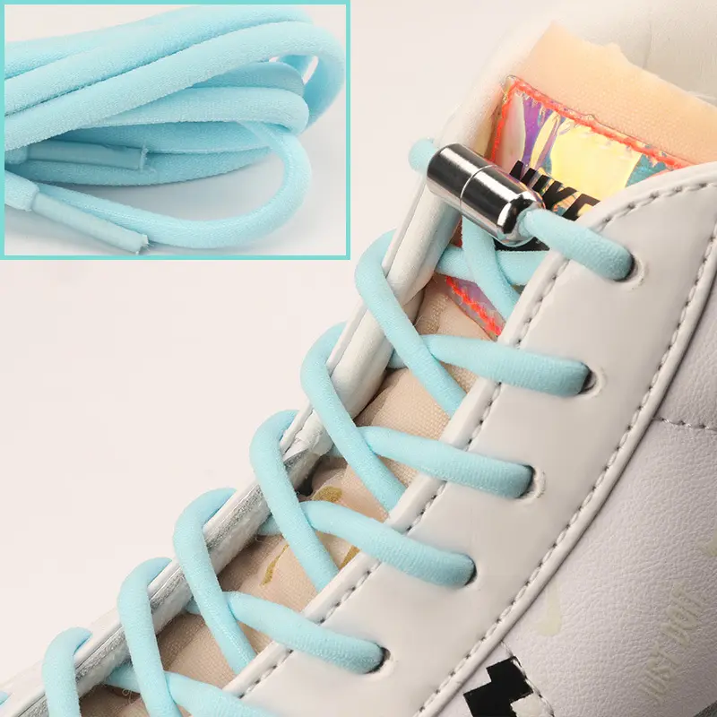 Sneakers altın gümüş Gun Metal kapsüller tembel ayakkabı bağı yarım daire Metal vida kilit toka ile elastik dantel hızlı hiçbir kravat ayakkabı bağı