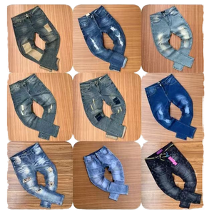 Pantalones de mezclilla tipo lápiz para hombre al por mayor, clásicos, casuales de negocios, elásticos, con estampado y agujeros, de mezclilla de densidad media, ecológicos, transpirables, de cintura media. - Product Image 4