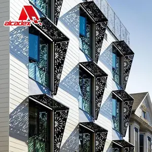 フェンスパネル屋外アルミ装飾パネル金属スクリーン湾曲グレーブラックガーデンフェンシング用中国製品