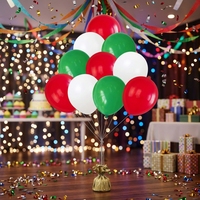 30 Ballons Décoratifs Ronds en Latex Durables, 12 Ballons de Football Rouges, Blancs et Verts, Édition Anniversaire pour Supporters d'Équipe