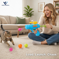 Lanceur de balles pour chat, jouet interactif, ensemble de lanceur de balles rebondissantes avec 3 balles pour l'exercice et le jeu des chats en intérieur