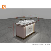 Vitrine à bijoux rose de luxe avec éclairage LED, design personnalisable, acier inoxydable, verre trempé, or, diamant, YIZHAN
