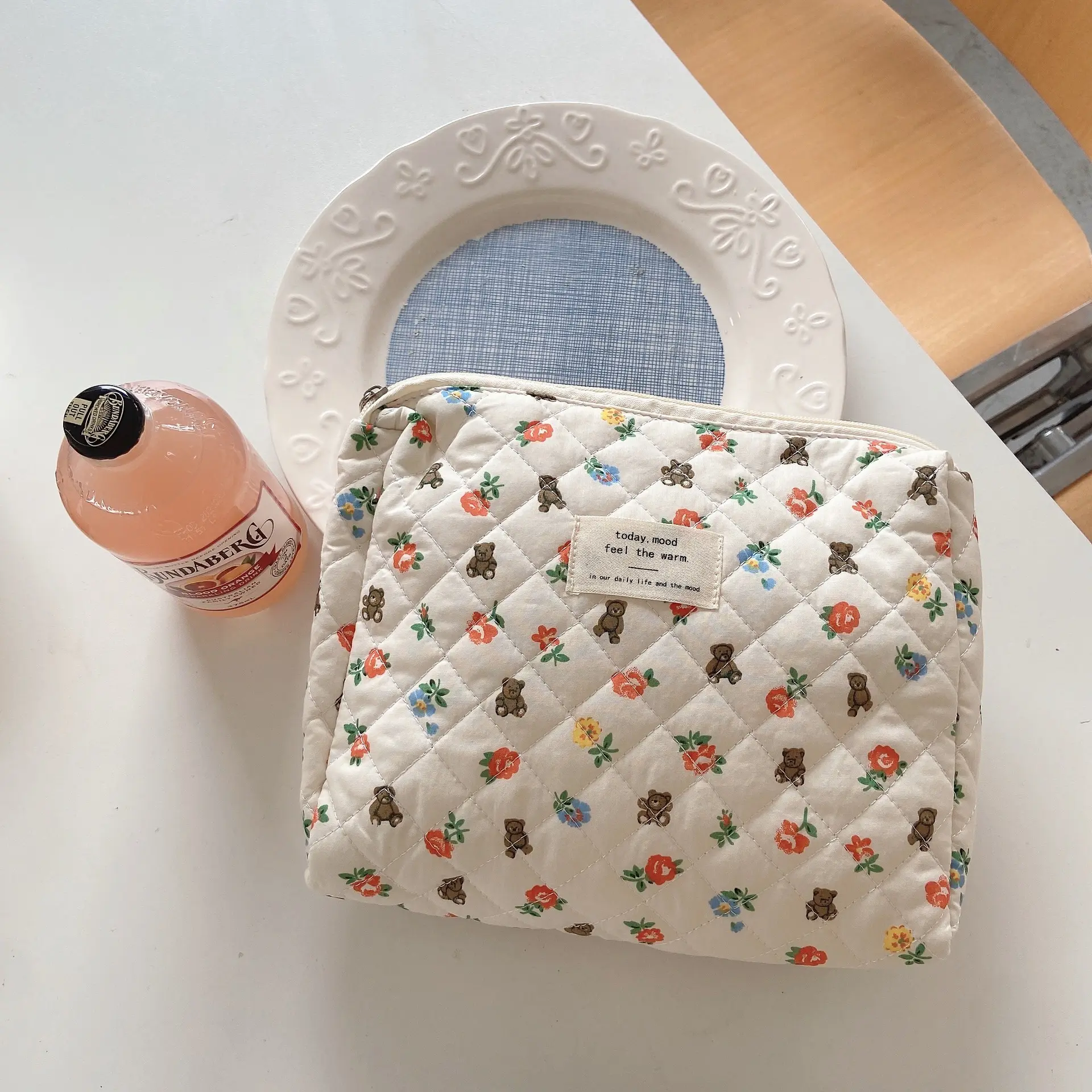 Wholesale Lifestyle Bags Make Up Organizer Bag Makeup Woman Plaid Travel Cases Storage Cotton Box Floral Brush Holder