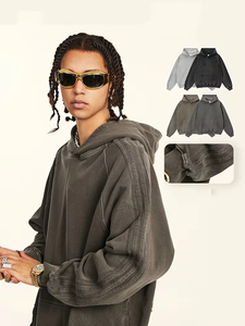 Hoodies en coton en gros de haute qualité, coupe <span class=keywords><strong>oversize</strong></span> à épaules tombantes, 100% coton French Terry, effet délavé soleil - Product Image 4
