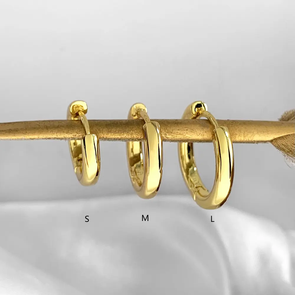 Trendy 18K Gold Plated Brass Earrings Different Size Range Minimalist Round Hoop Earrings For Women
