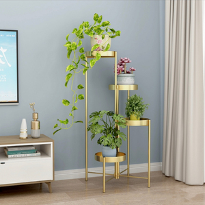 Bán Buôn 3-Tầng Vàng Trong Nhà/Ngoài Trời Vườn Thép Giá Rèn Sắt Hiển Thị Đứng Cho Nhà Với Nhà Máy Kim Loại Nồi Và Lọ Hoa - Product Image 4