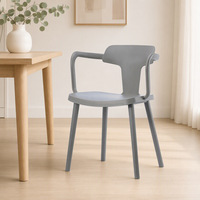 Chaise de salle à manger moderne en plastique gris avec accoudoirs - Chaise d'appoint minimaliste en PP pour café, hôtel et mobilier de maison