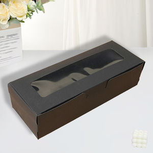 Caja <span class=keywords><strong>de</strong></span> Embalaje para Panadería con Logotipo Personalizado, Caja Rectangular <span class=keywords><strong>de</strong></span> Papel Kraft con Ventana Transparente <span class=keywords><strong>de</strong></span> PET para Pasteles y Galletas - Product Image 3