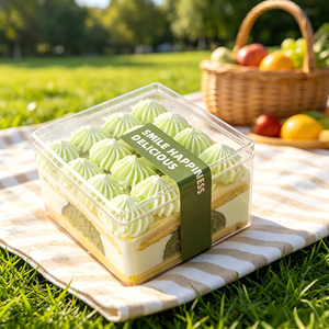 Contenitore <span class=keywords><strong>per</strong></span> Dessert in Plastica <span class=keywords><strong>per</strong></span> Alimenti con Coperchio, Scatola Trasparente <span class=keywords><strong>per</strong></span> Tiramisù con Adesivo Personalizzato <span class=keywords><strong>per</strong></span> Confezioni da Pasticceria - Product Image 2