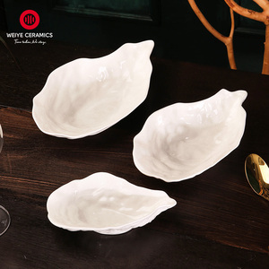 WEIYE nouveauté huîtres coquille forme <span class=keywords><strong>assiette</strong></span> ensemble base bambou <span class=keywords><strong>porcelaine</strong></span> blanche snack plat Dessert <span class=keywords><strong>assiette</strong></span> - Product Image 3