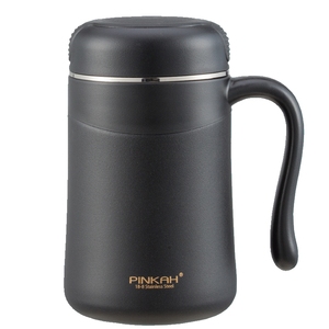 PINKAH infusore tazza di viaggio con rimovibile colino <span class=keywords><strong>da</strong></span> tè bottiglia di 18/8 in acciaio inox coibentato tumbler tazza di colore nero - Product Image 1