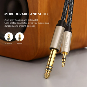 Ugreen 1/8 à 1/4 Adaptateur stéréo 3.5mm à 6.35mm Câble auxiliaire pour guitare vers câble auxiliaire mâle avec boîtier en alliage de zinc <span class=keywords><strong>et</strong></span> tresse en nylon - Product Image 2